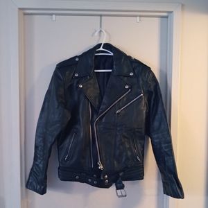 Men's Black Leather Motorcycle Jacket